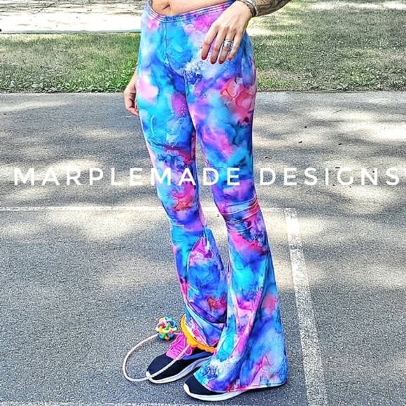 NWT*XS /X Long 23x36 flare 💜Marplemade Designs flares mid waist, nylon/s - Picture 4 of 14